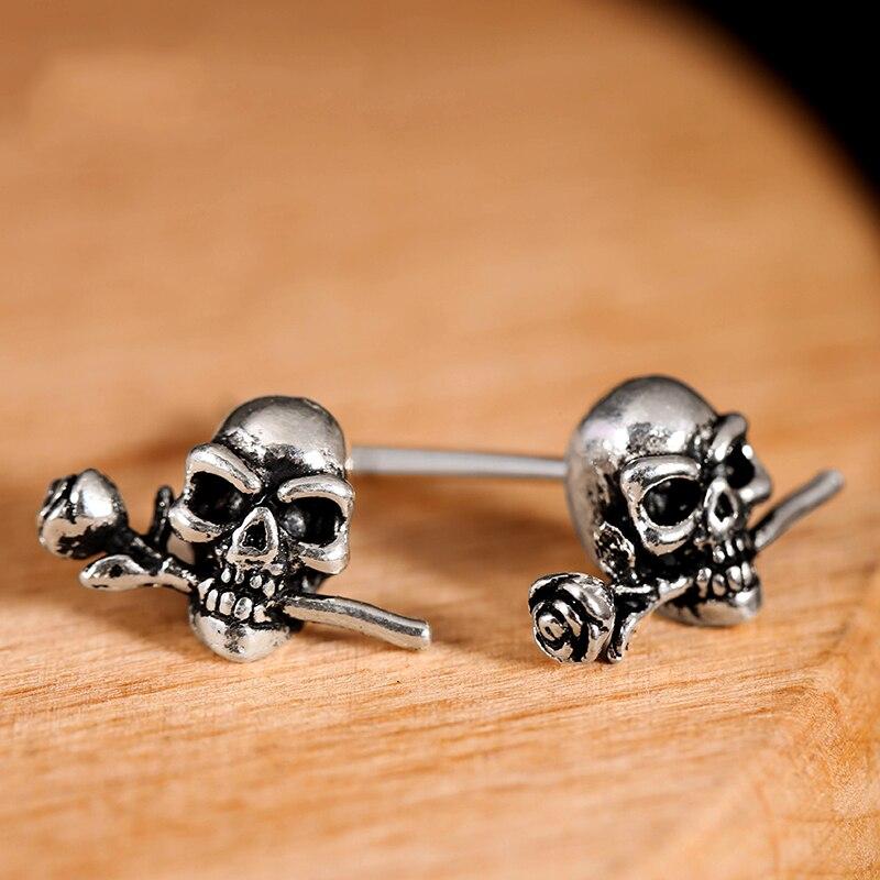 Rose Skull Stud Earrings | Skull Action