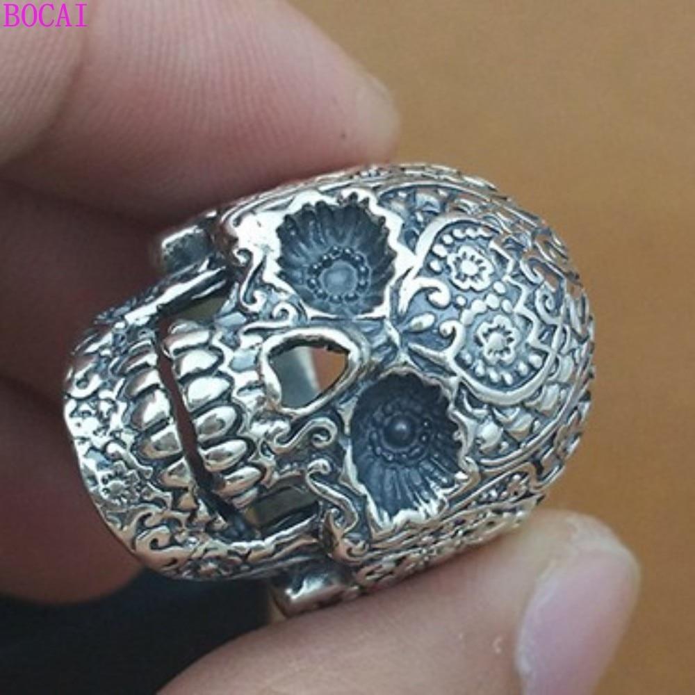 Silver Engraved Skull Ring | Skull Action