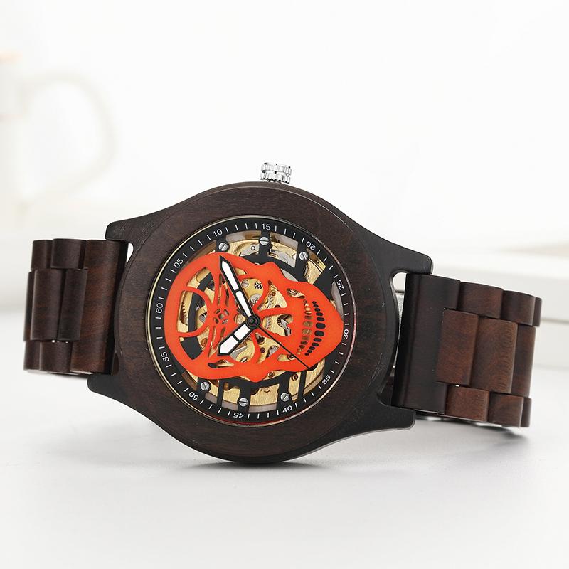 Skeleton Face Wood Watch | Skull Action