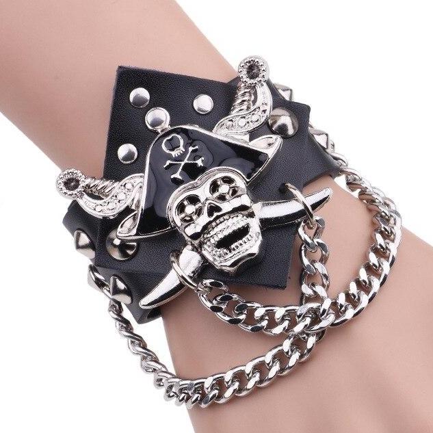 Skull And Leather Bracelet | Skull Action