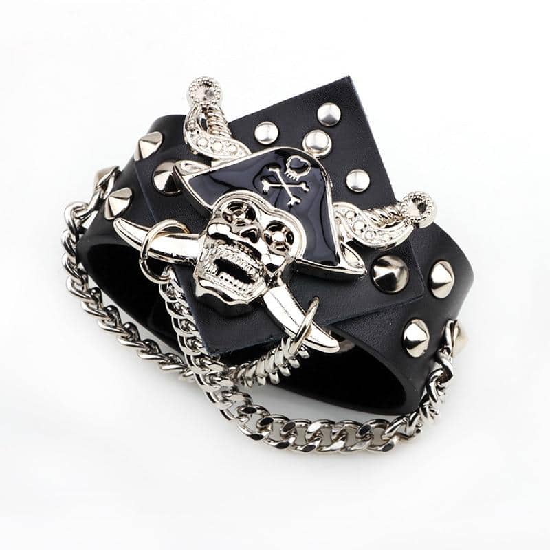 Skull And Leather Bracelet | Skull Action