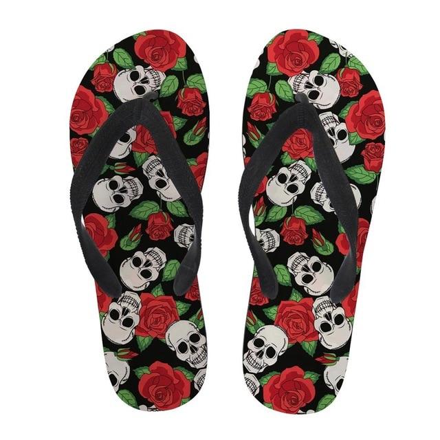 Skull And Roses Flip Flop