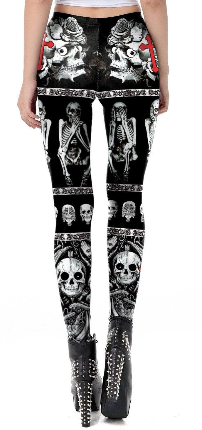 skull bones leggings black