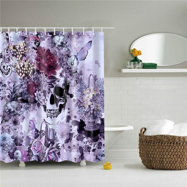 Skull Butterfly Shower Curtain