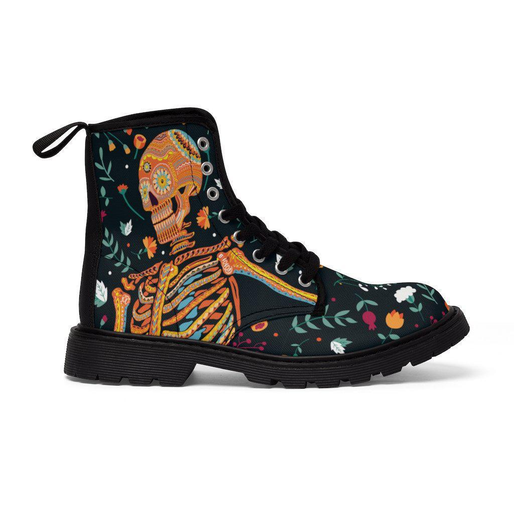 skull-flower-boots-womens