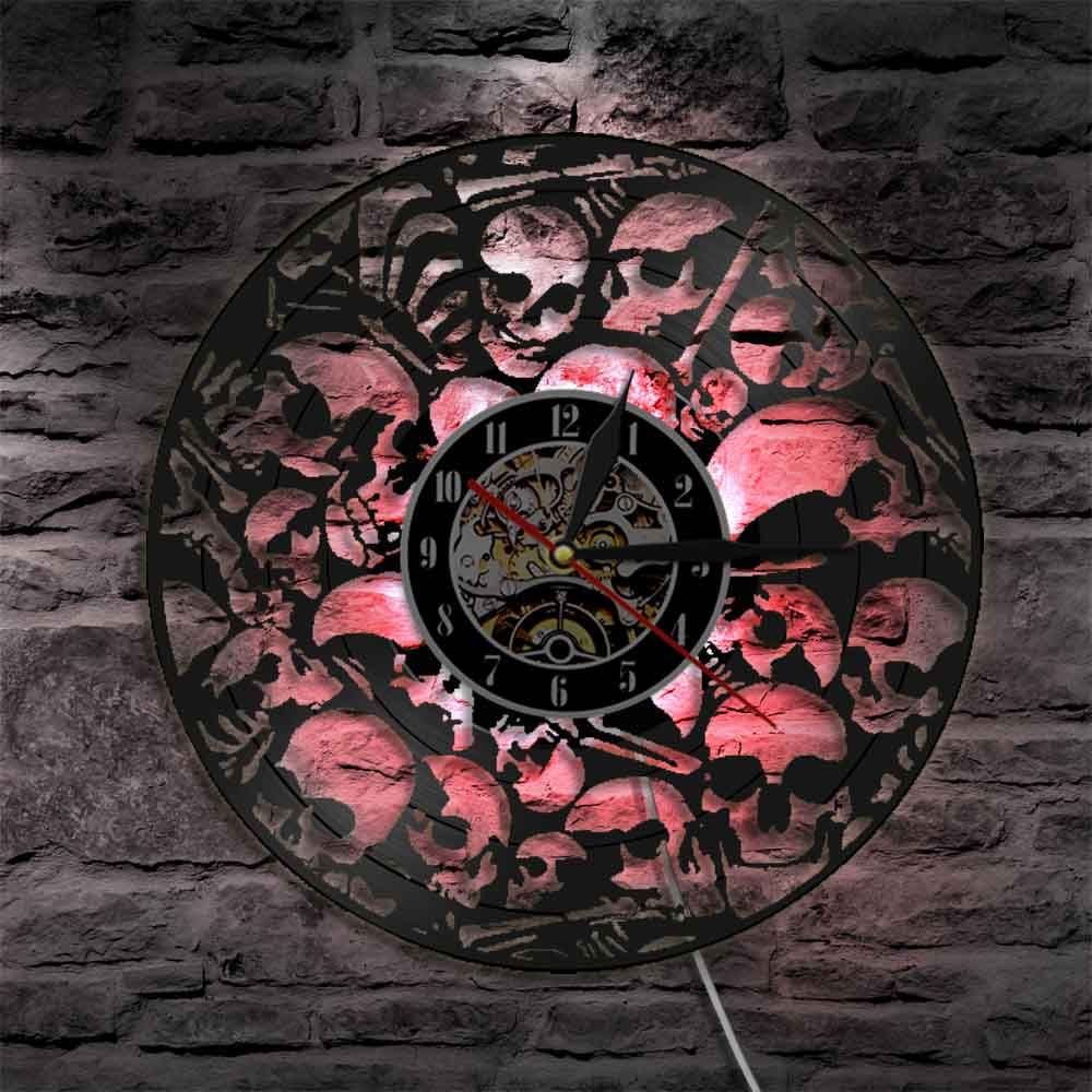 Skull Frameless Wall Clock | Skull Action