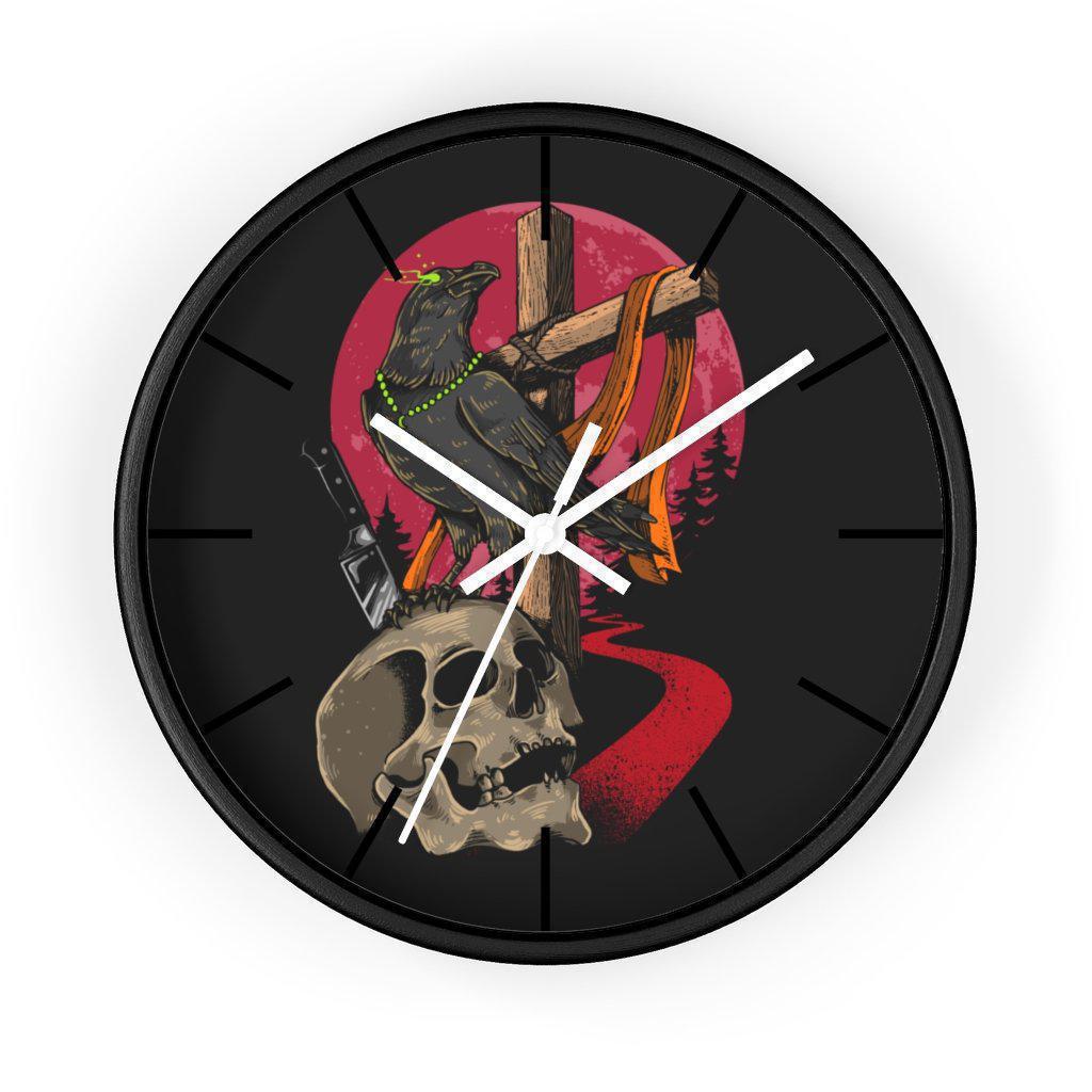 skull-raven-wall-clock