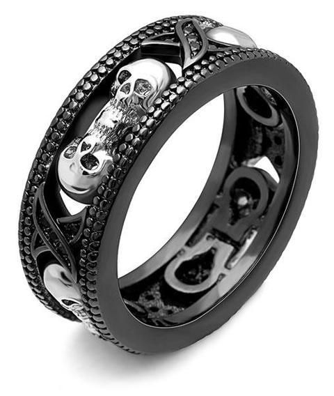 skull ring black