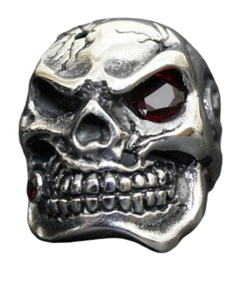 skull ring with ruby eye