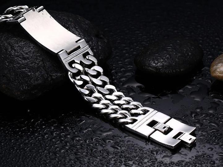 Stainless Steel Biker Bracelet | Skull Action