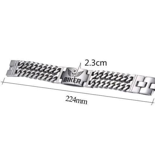 Stainless Steel Biker Bracelet | Skull Action