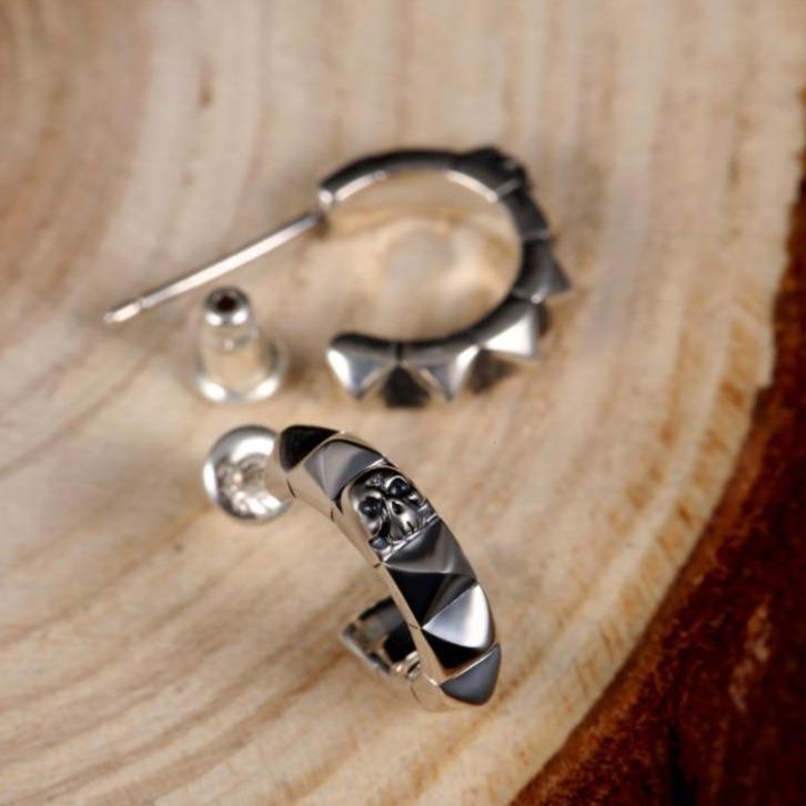 Sterling Silver Skull Hoop Earrings | Skull Action