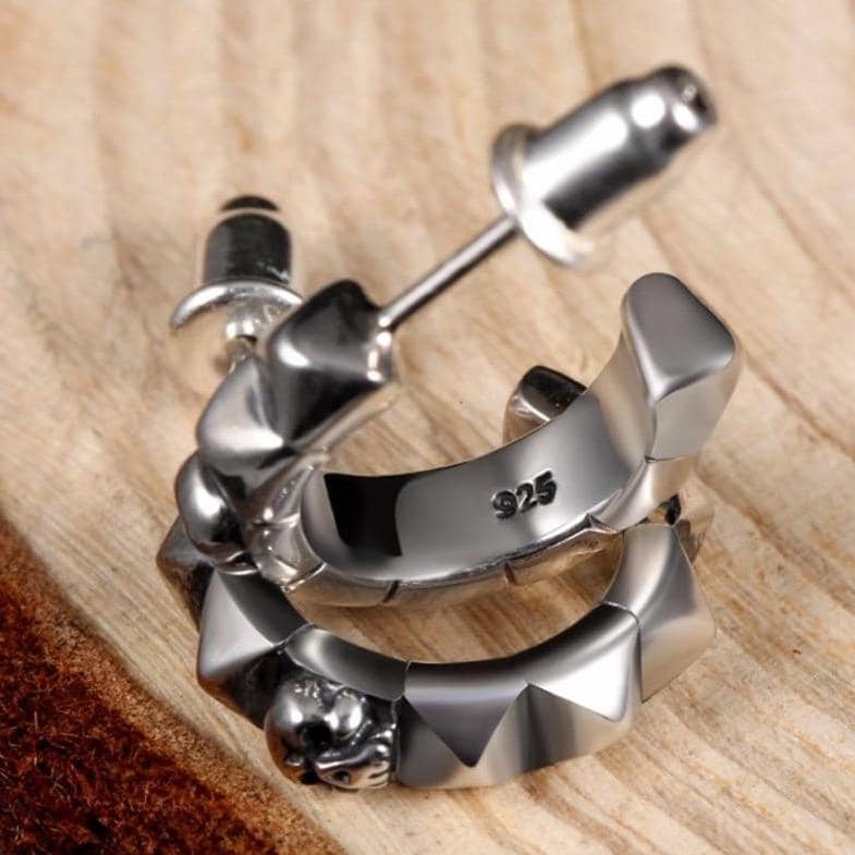 Sterling Silver Skull Hoop Earrings | Skull Action