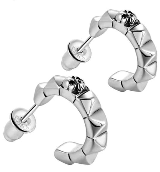 Sterling Silver Skull Hoop Earrings
