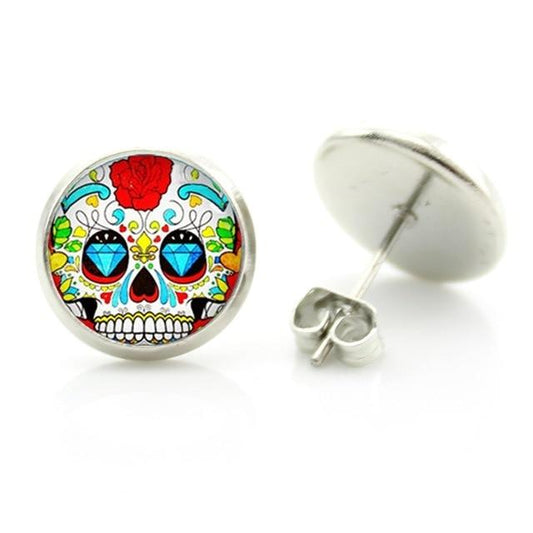 sugar skull stud earrings
