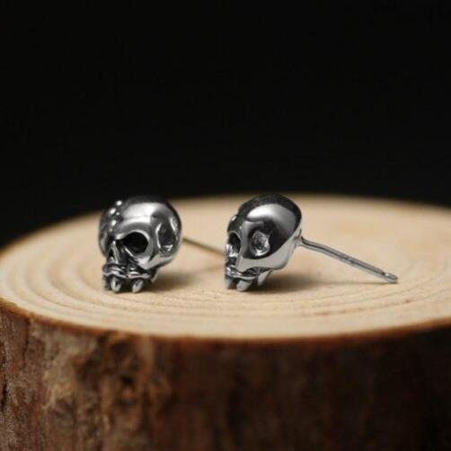 Tiny Skull Earrings Sterling Silver | Skull Action