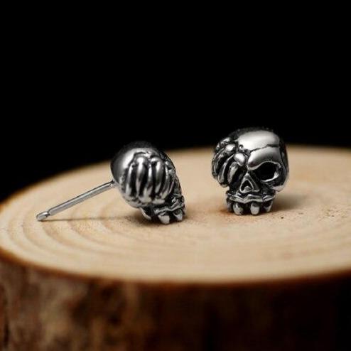 Tiny Skull Earrings Sterling Silver | Skull Action
