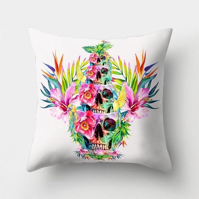 Tropical Skull Pillow