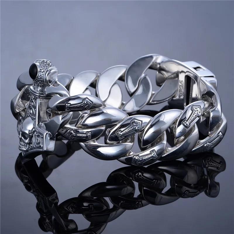 Viking Sterling Silver Bracelet | Skull Action