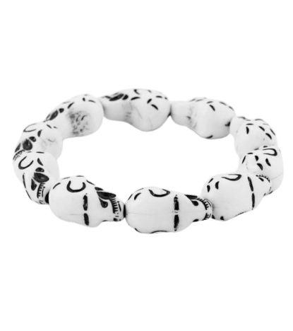 White Beaded Skull Bracelet
