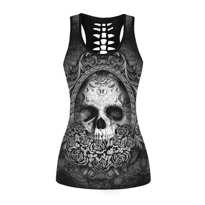 Womens Black Skull Tank Top