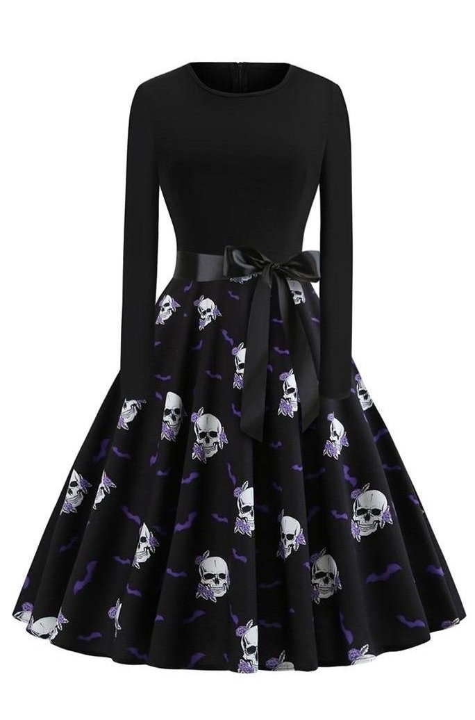 Womens Long Sleeve Skull Dress
