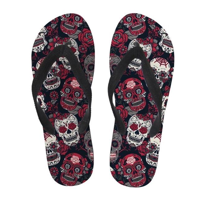 Womens Sugar Skull Flip Flops