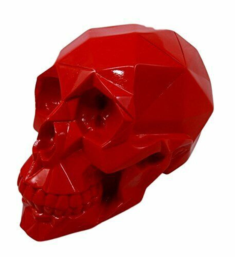 Ebros Gift Geometric Matrix Polygon Red Blood Skull Decorative Figurine 8.5"L