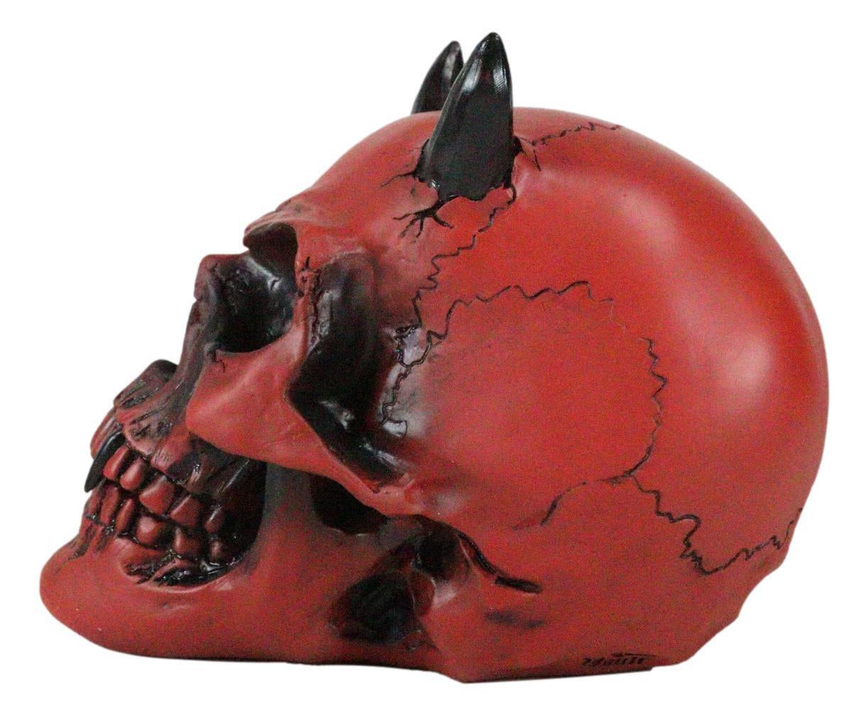 Inferno Horned Bloody Crimson Demon Hell Fire Vampire Pit Lord Skull Figurine