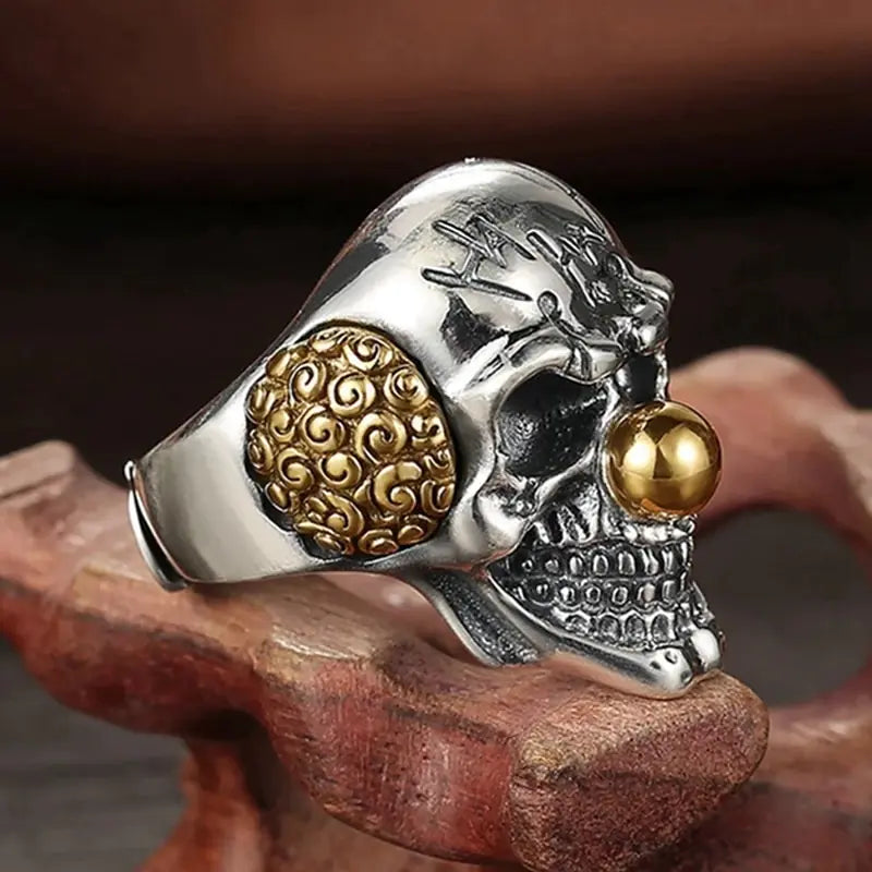 Vintage Joker Face Skull Ring