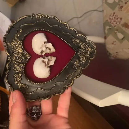 Framed Mini Skulls in Heart-Shaped Frame, True Love Skull Ornament