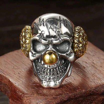 Vintage Joker Face Skull Ring