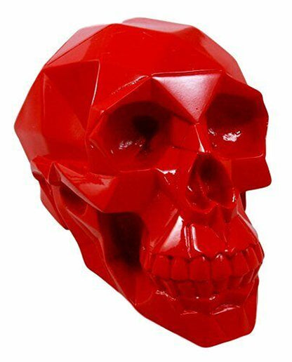 Ebros Gift Geometric Matrix Polygon Red Blood Skull Decorative Figurine 8.5"L