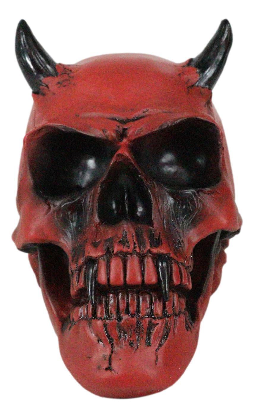 Inferno Horned Bloody Crimson Demon Hell Fire Vampire Pit Lord Skull Figurine