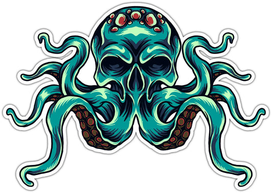 Kraken Octopus Skull Ocean Marine Life Bumper Window Sticker Decal Motorcycle Stickers Good for Laptop Bumper Skateboard Luggage Sticker for Truck Hardhat Stickers for Men 5"X4" sd96