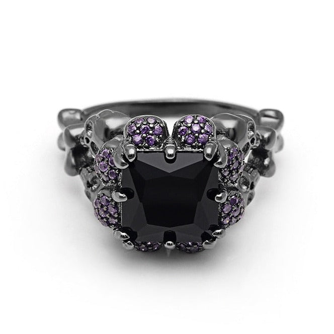 Black Diamond Skull Ring