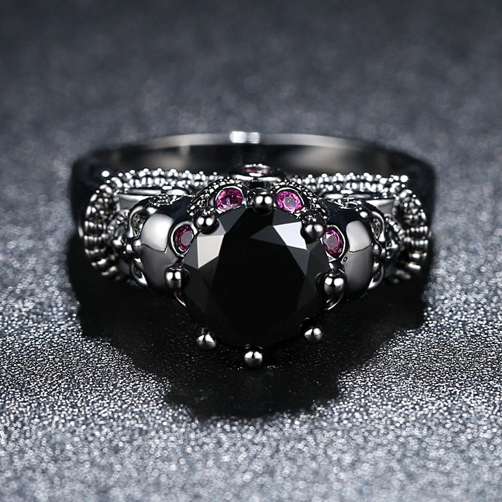 Black Diamond Lotus Ring