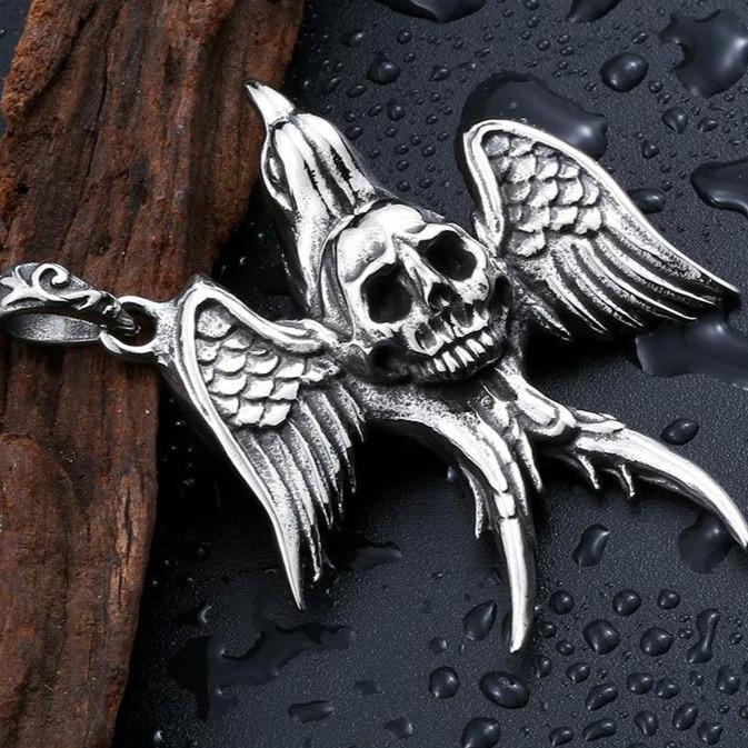 Angel Wing Skull Necklace | Skull Action