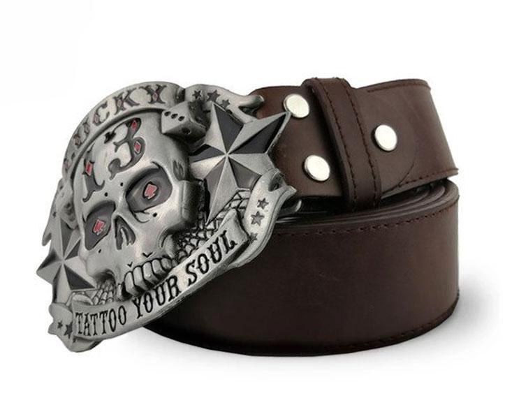 Skull Belt Lucky 13 brown