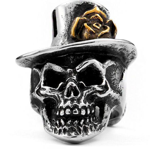 biker steampunk skull ring