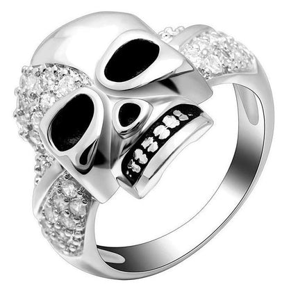 black and silver skull ring