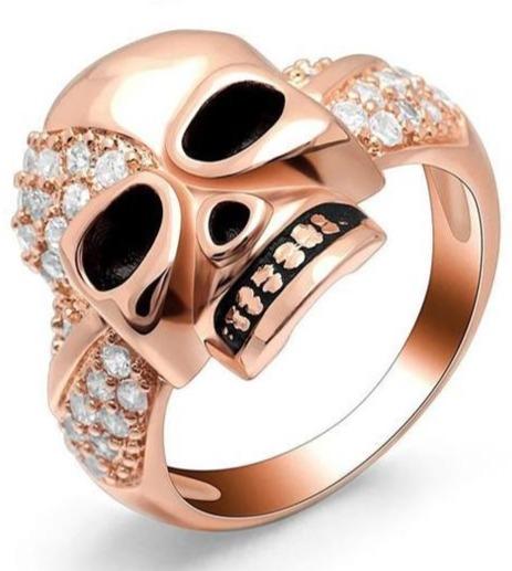 black and pink skull ring