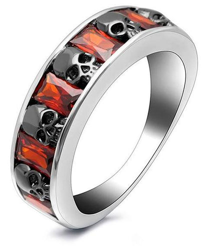 black and red skull ring
