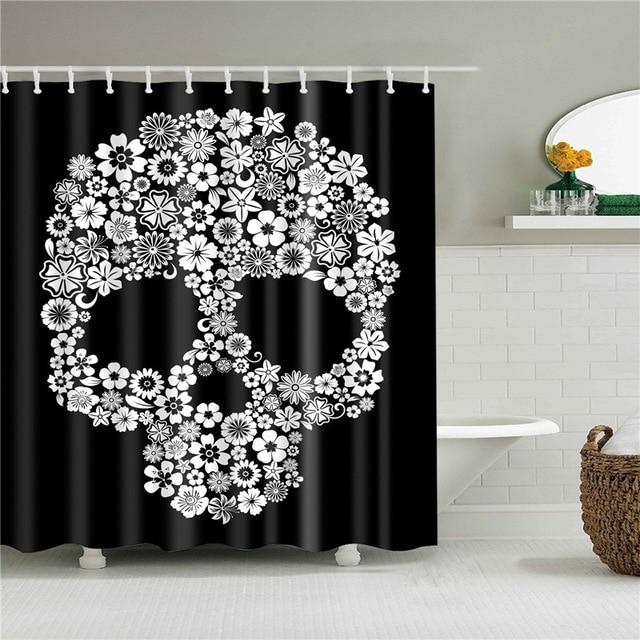 Black And White Skull Shower Curtain