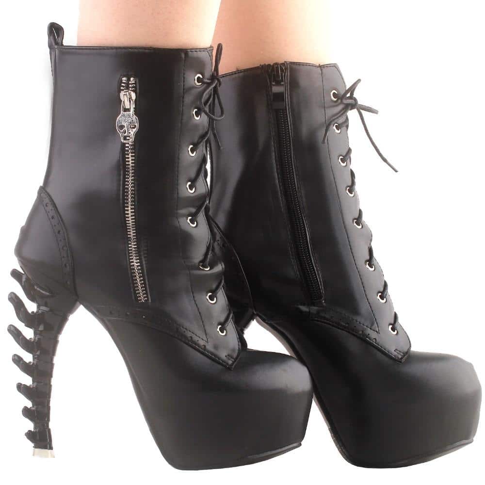 Women's Goth Platform Chunky High Heeled Boots Lace Side - Temu