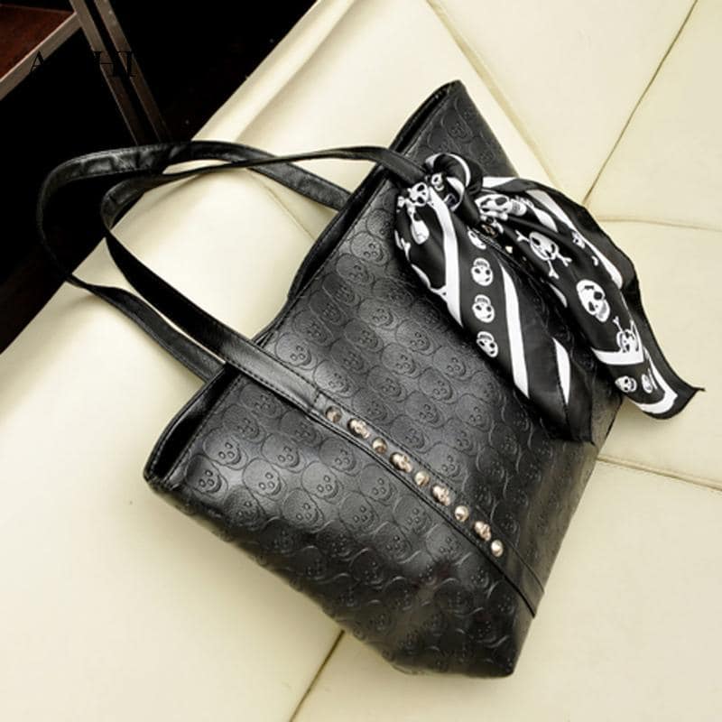 Black Leather Skull Bag | Skull Action