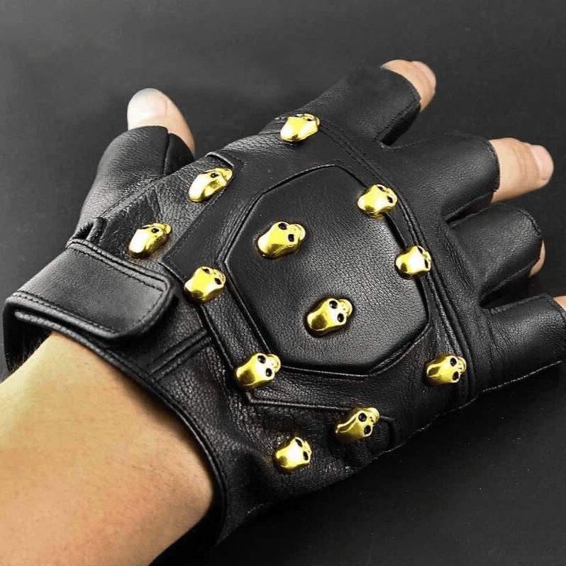Black Leather Skull Gloves | Skull Action