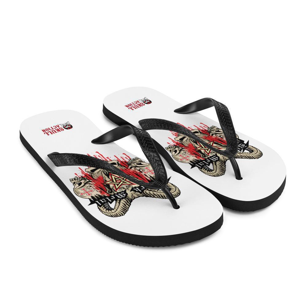 Black Metal Skull Flip-Flops