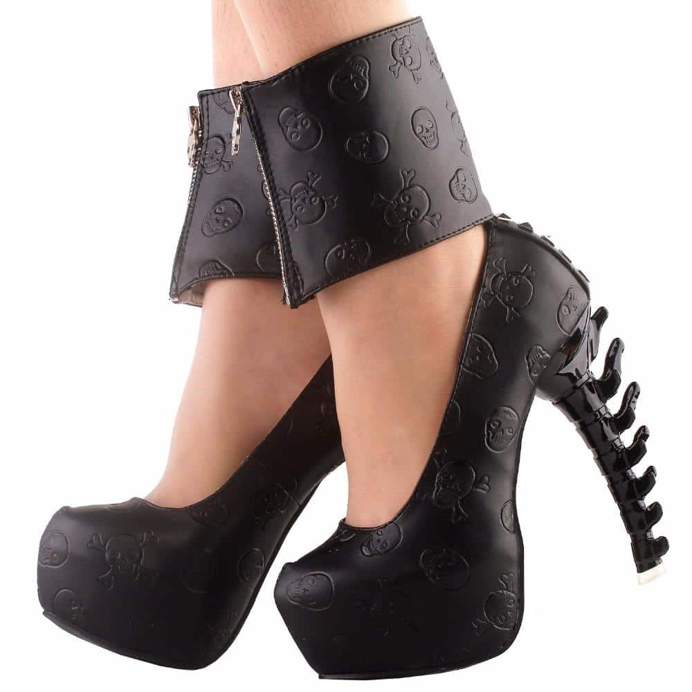 Black skull sale heels