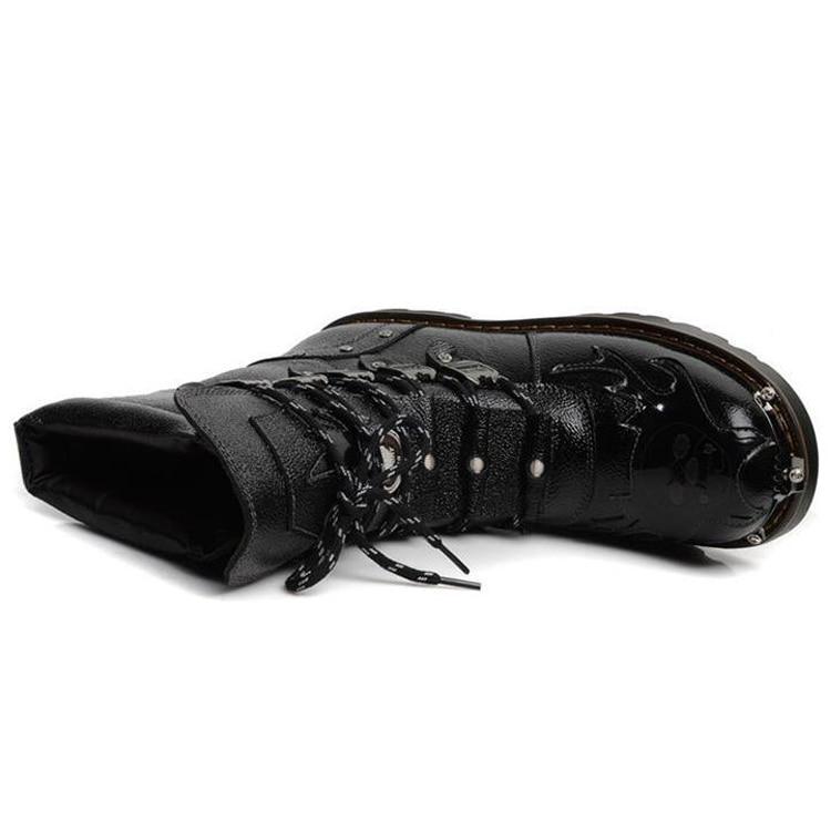 Black Skull Leather Boots | Skull Action